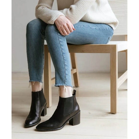 Jenni Kayne Shoes - Jenni Kayne • Leather Heeled Chelsea boot ankle bootie black Nappa stacked 41